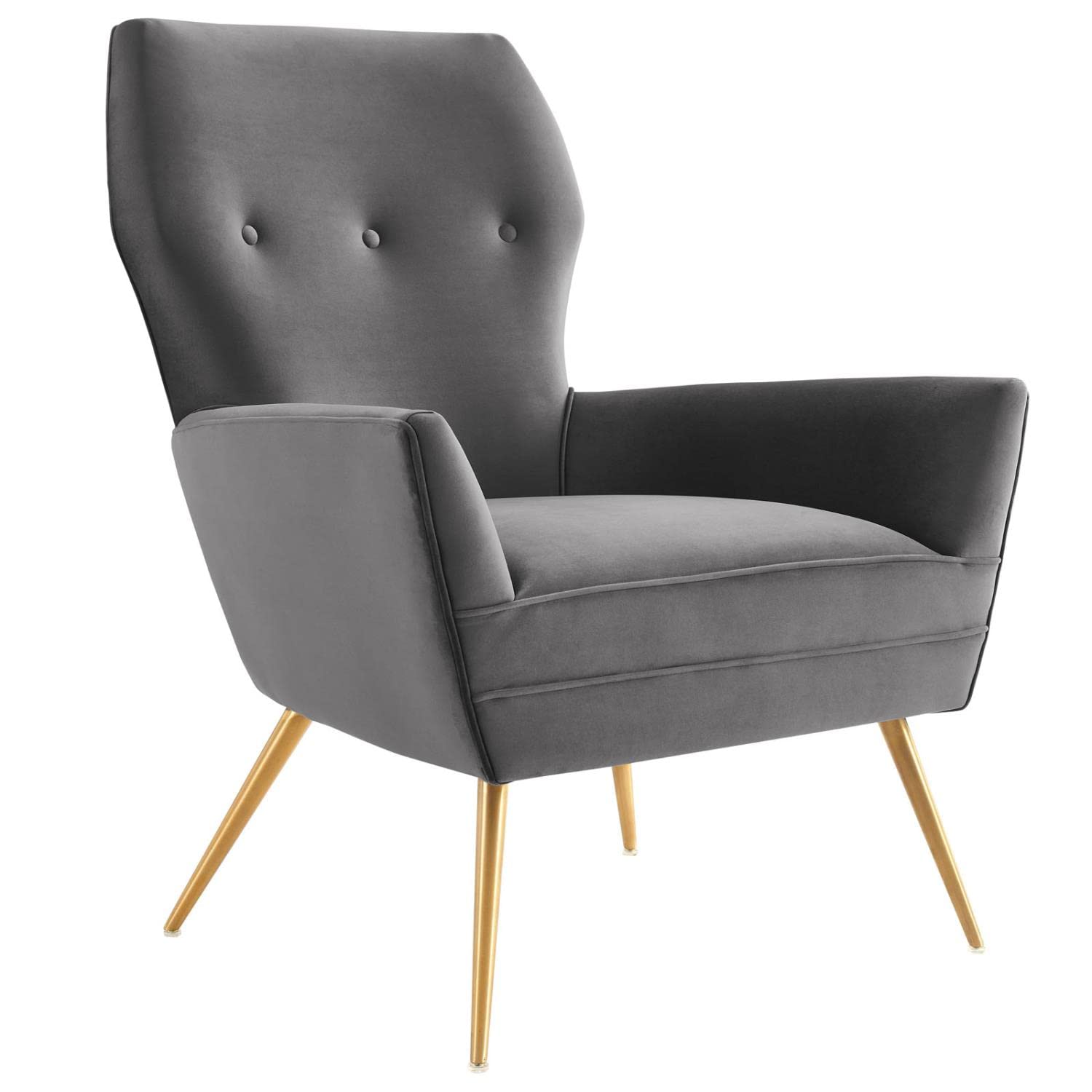 Modway Renata Modern Tufted Performance Velvet Armchair In Gray/Gold